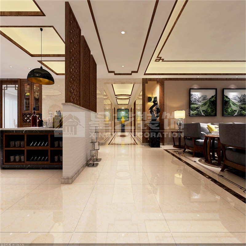 盛天東郡290平新中式過道裝修設(shè)計(jì)效果圖