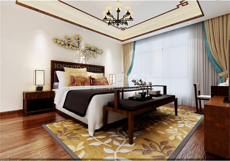 盛天東郡290平新中式臥室裝修設(shè)計(jì)效果圖