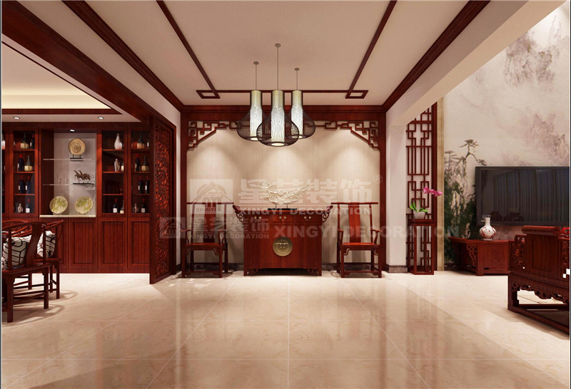 扶綏黨辦別墅360平過(guò)廳裝修效果圖