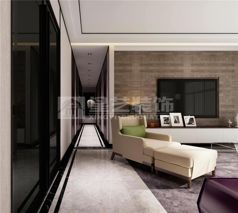 龍基傳媒星城179平現代簡約客廳裝修效果圖