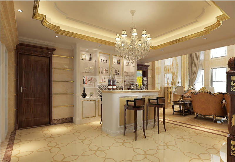 榮和大地320平歐式風格吧臺裝修效果圖