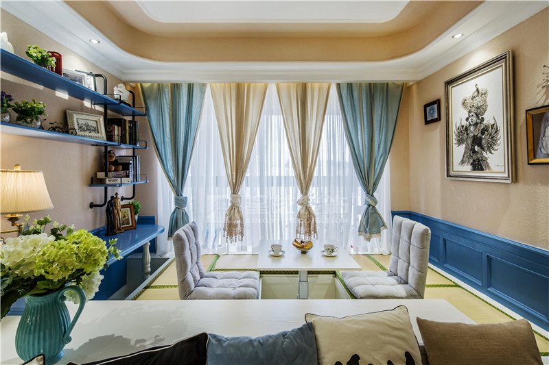 鳳嶺山語城89平美式地中?？蛷d裝修實景圖