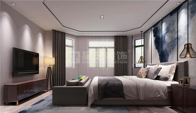 龍基傳媒星城179平現代簡約臥室裝修效果圖