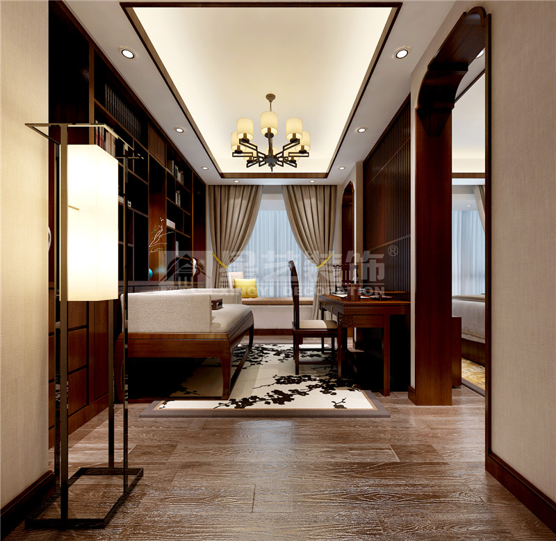 港龍小區(qū)300平新中式書(shū)房裝修設(shè)計(jì)效果圖