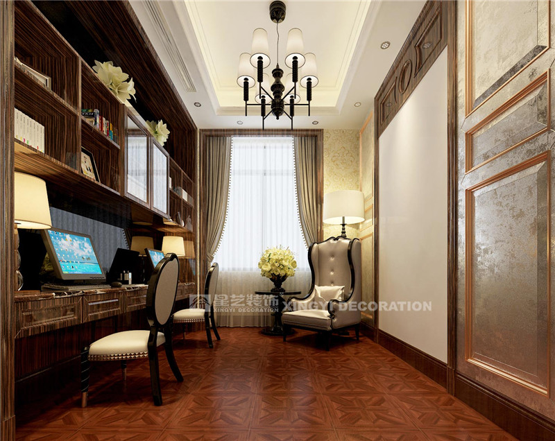 榮和公園尊府300平歐式新古典書房裝修效果圖