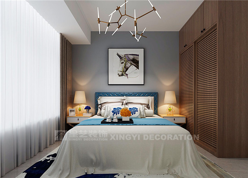 萬(wàn)達(dá)茂120平新中式臥室裝修效果圖