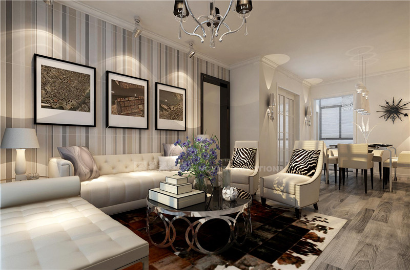 龍灘宿舍120平現(xiàn)代風格客廳裝修效果圖