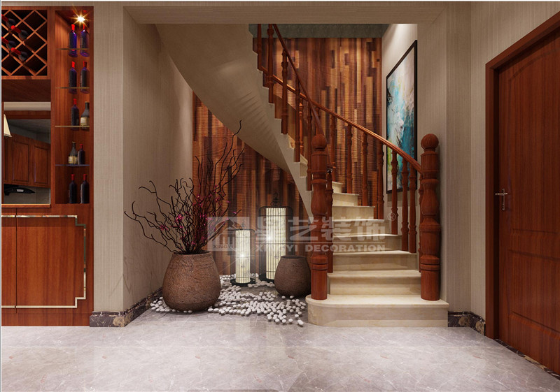 翡翠園205平新中式風格樓梯間裝修效果圖