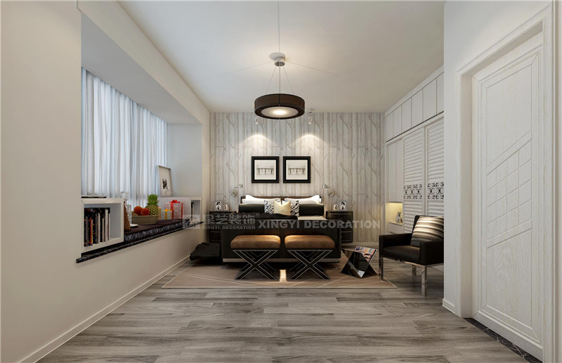 龍灘宿舍120平現(xiàn)代風格臥室裝修效果圖