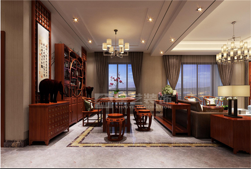 翡翠園205平新中式風格茶室裝修效果圖