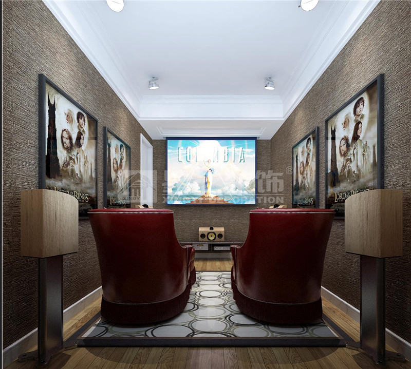 華潤(rùn)24城160平現(xiàn)代簡(jiǎn)約視聽(tīng)室裝修效果圖