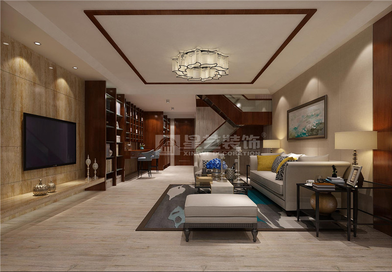 青秀萬(wàn)達(dá)銀座300平辦公室客廳裝修設(shè)計(jì)效果圖