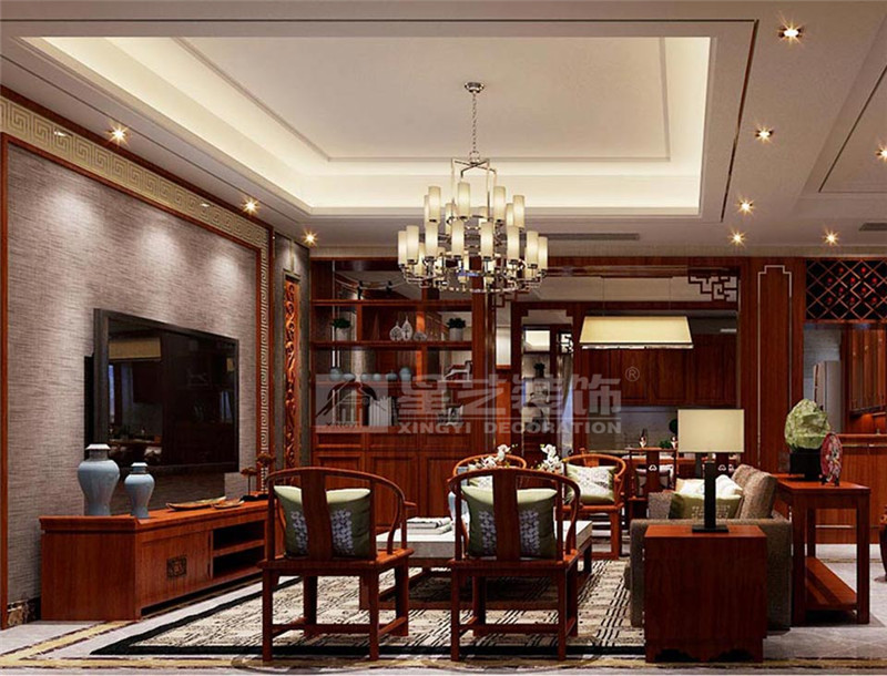 翡翠園205平新中式風格客廳裝修效果圖