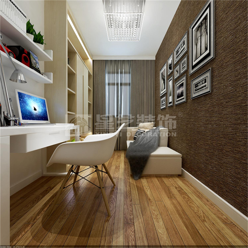 華潤(rùn)24城160平現(xiàn)代簡(jiǎn)約書(shū)房裝修效果圖