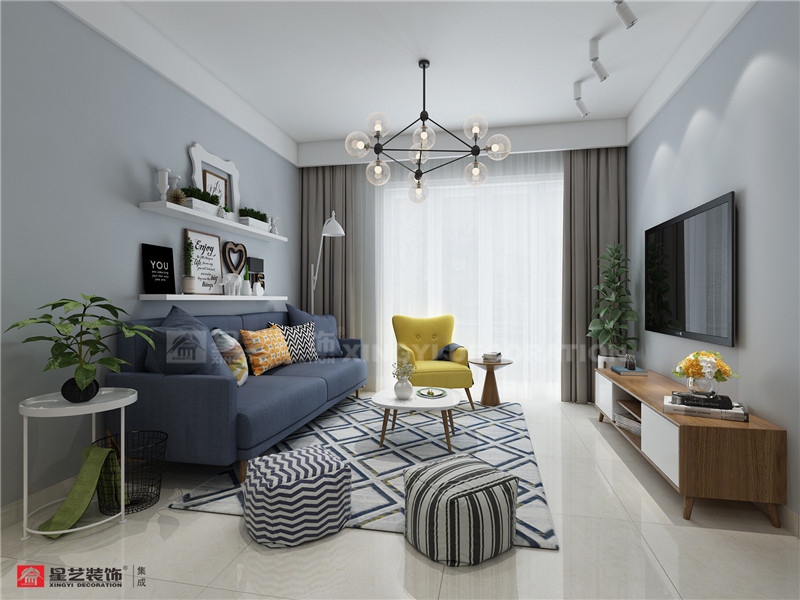 榮和千千樹(shù)94平客廳裝修效果圖