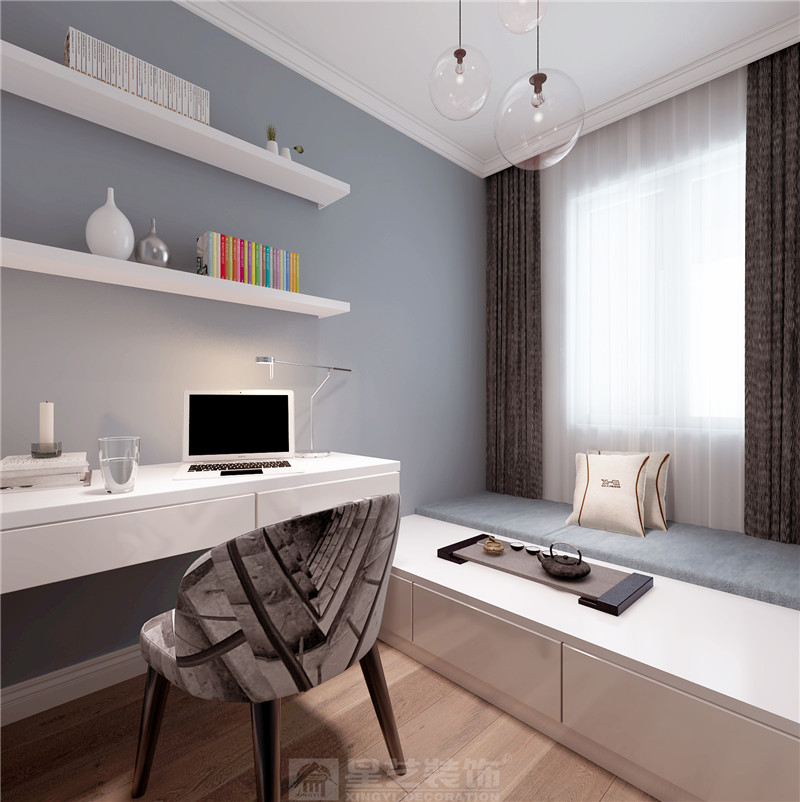 光明瀾灣九里98平書(shū)房裝修效果圖