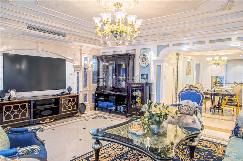 翡翠灣180平客廳裝修實景圖