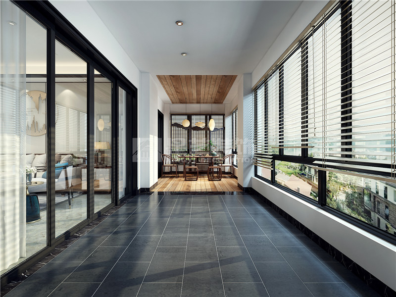 保利山漸青180平陽臺(tái)裝修效果圖