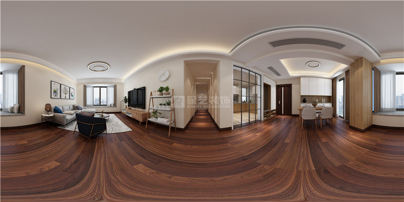 華發(fā)國賓壹號 134平客餐廳過道，廚房，裝修效果圖