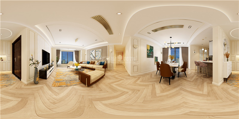 廣源大都會(huì)190平客廳餐廳過(guò)道裝修效果圖