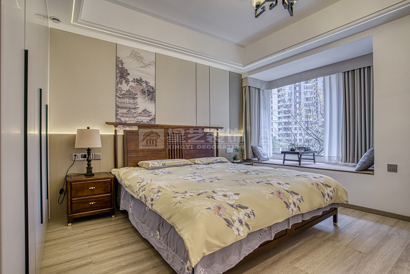 建發(fā)鼎華北大瓏廷 170平新中式風(fēng)格主臥裝修實景圖