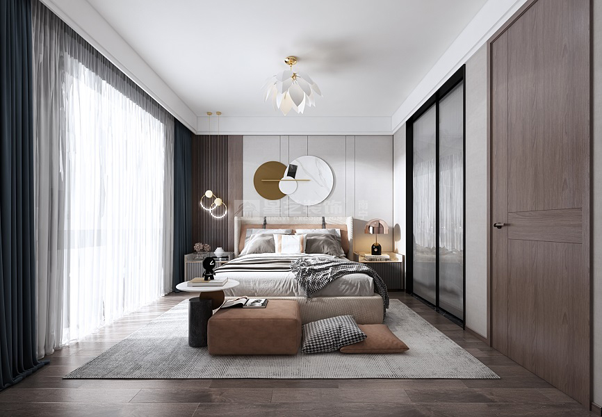 大自然花園340平現(xiàn)代輕奢臥室裝修效果圖