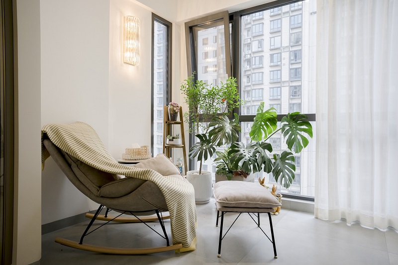 德澤苑130平奶油風(fēng)休閑陽臺實景