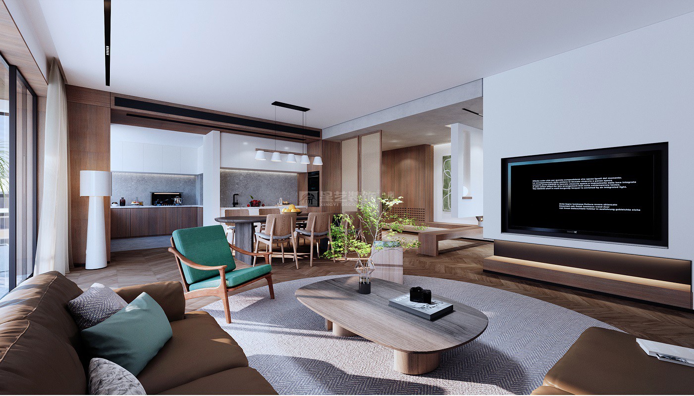 春江明月230平現(xiàn)代風(fēng)格客廳裝修效果圖