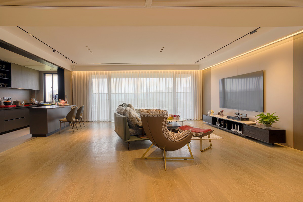 嘉和城溫泉小鎮(zhèn)170平現(xiàn)代風(fēng)格客廳裝修實(shí)景