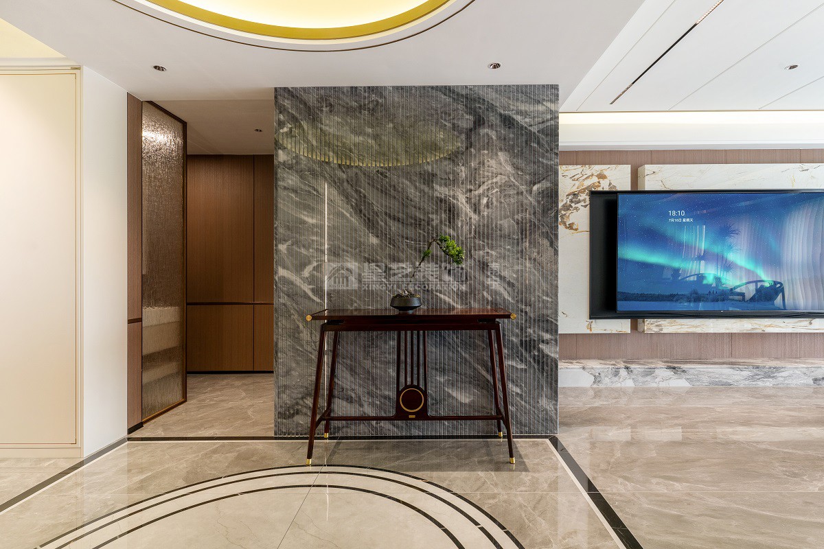 南寧星藝裝飾雙瓏原著188平新中式客廳實景