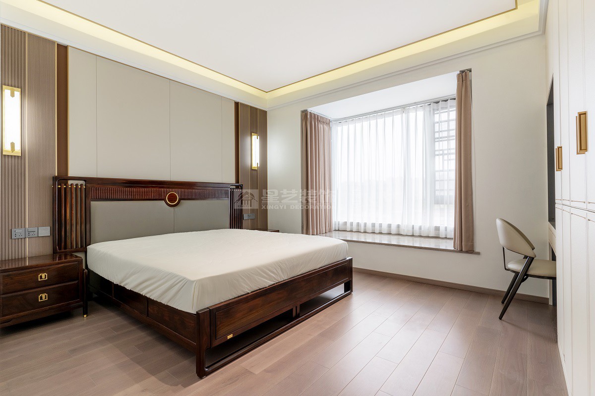 南寧星藝裝飾雙瓏原著188平新中式臥室實景