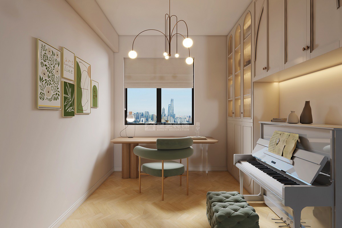 依云灣120平輕法式風(fēng)格書(shū)房裝修效果圖