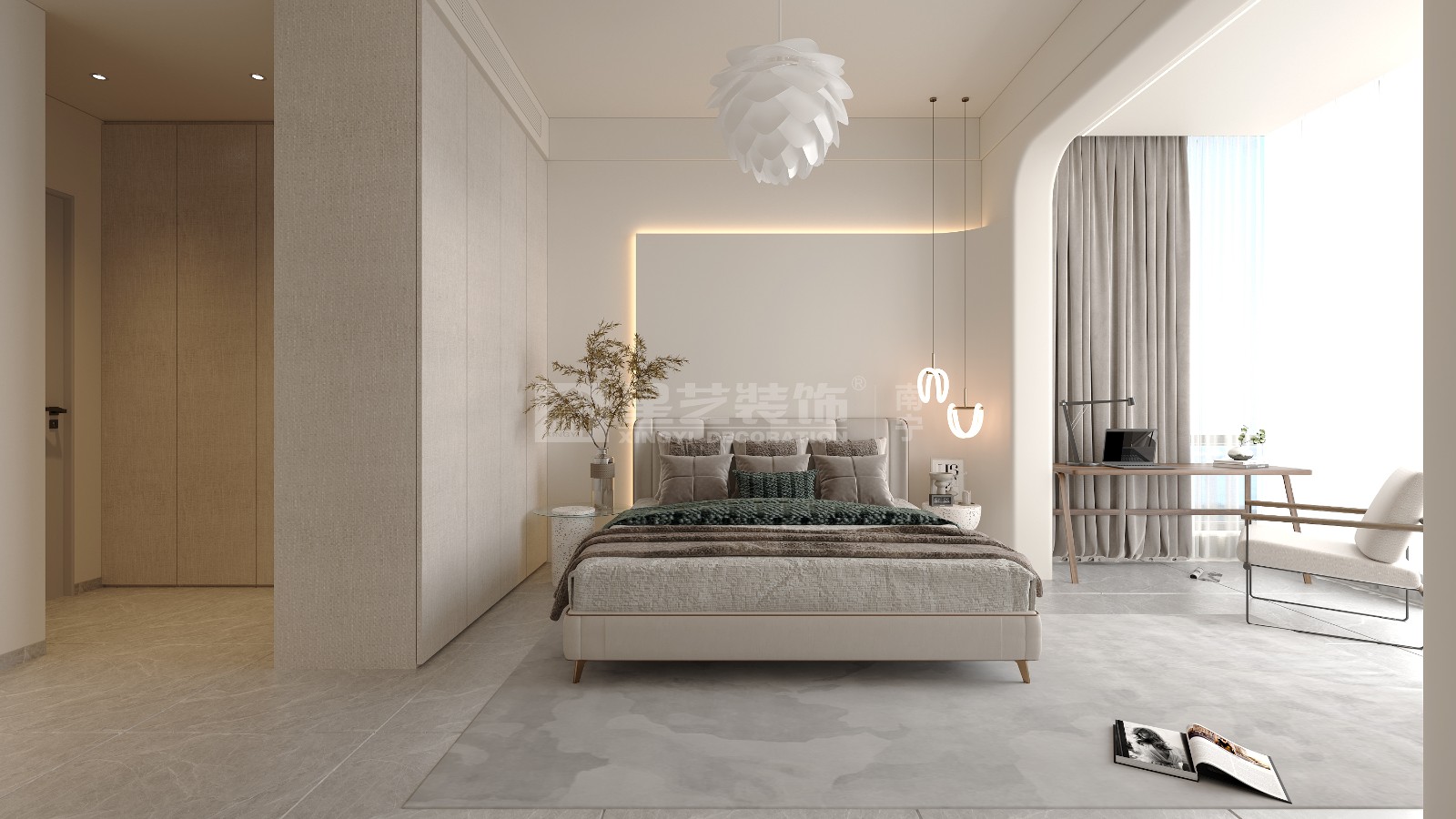 五象印月140平現(xiàn)代奶油風臥室裝修效果圖