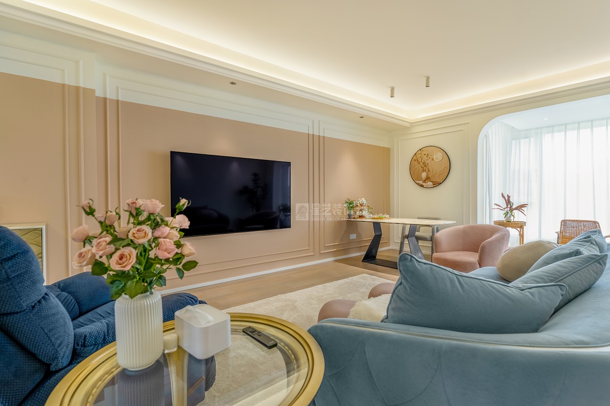 大唐臻觀170平現代混搭客廳實景