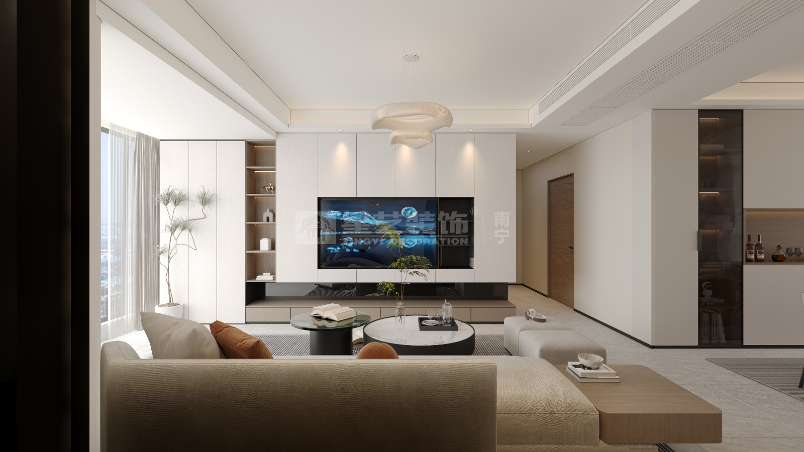 五象印月140平現(xiàn)代奶油風客廳裝修效果圖