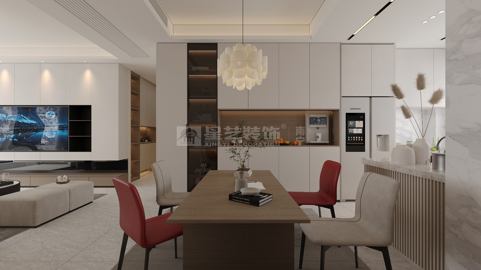 五象印月140平現(xiàn)代奶油風餐廳裝修效果圖