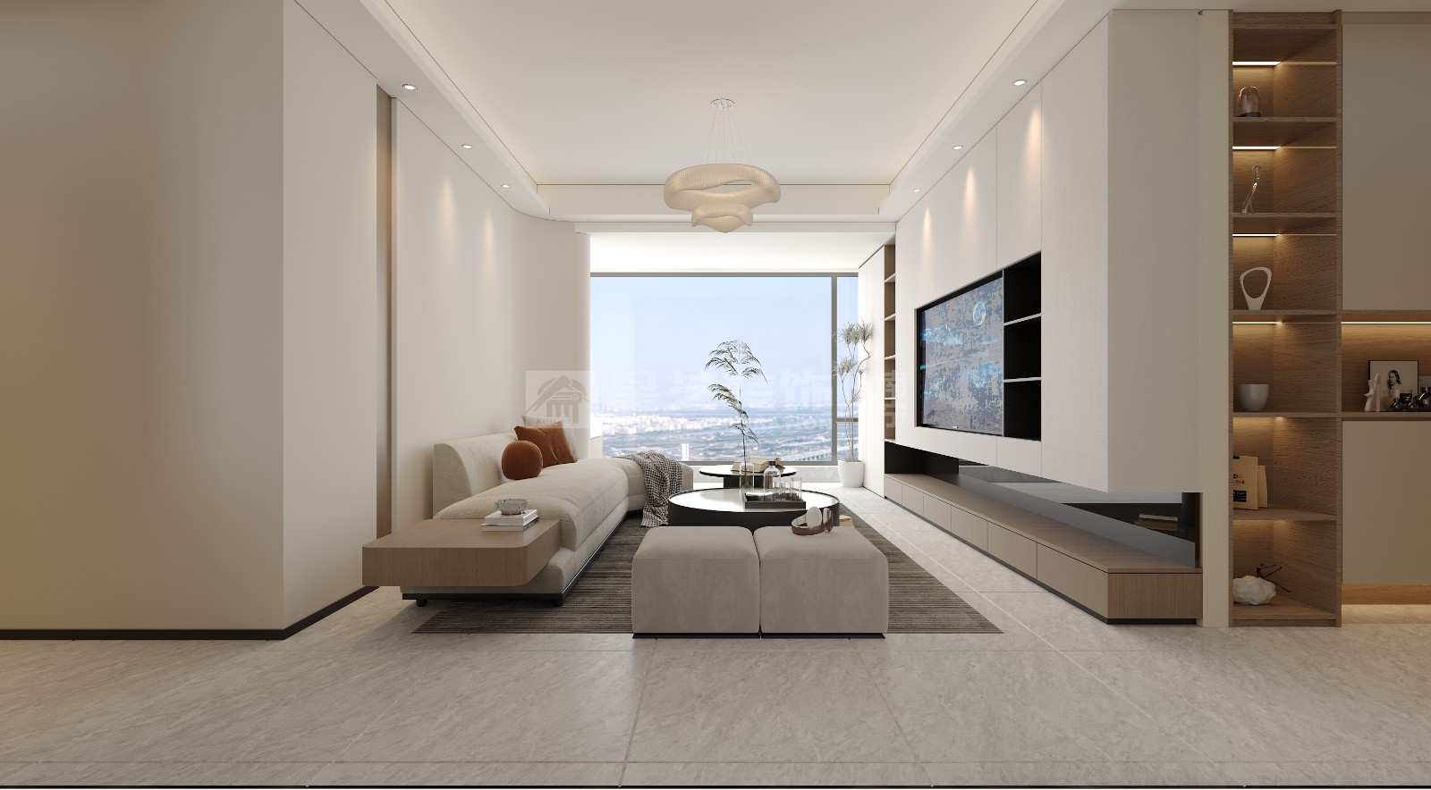 五象印月140平現(xiàn)代奶油風客廳裝修效果圖