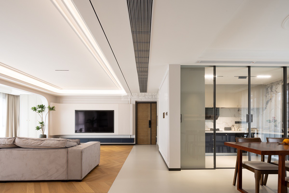 江山璟原270平現(xiàn)代奶油風(fēng)格客廳裝修實景