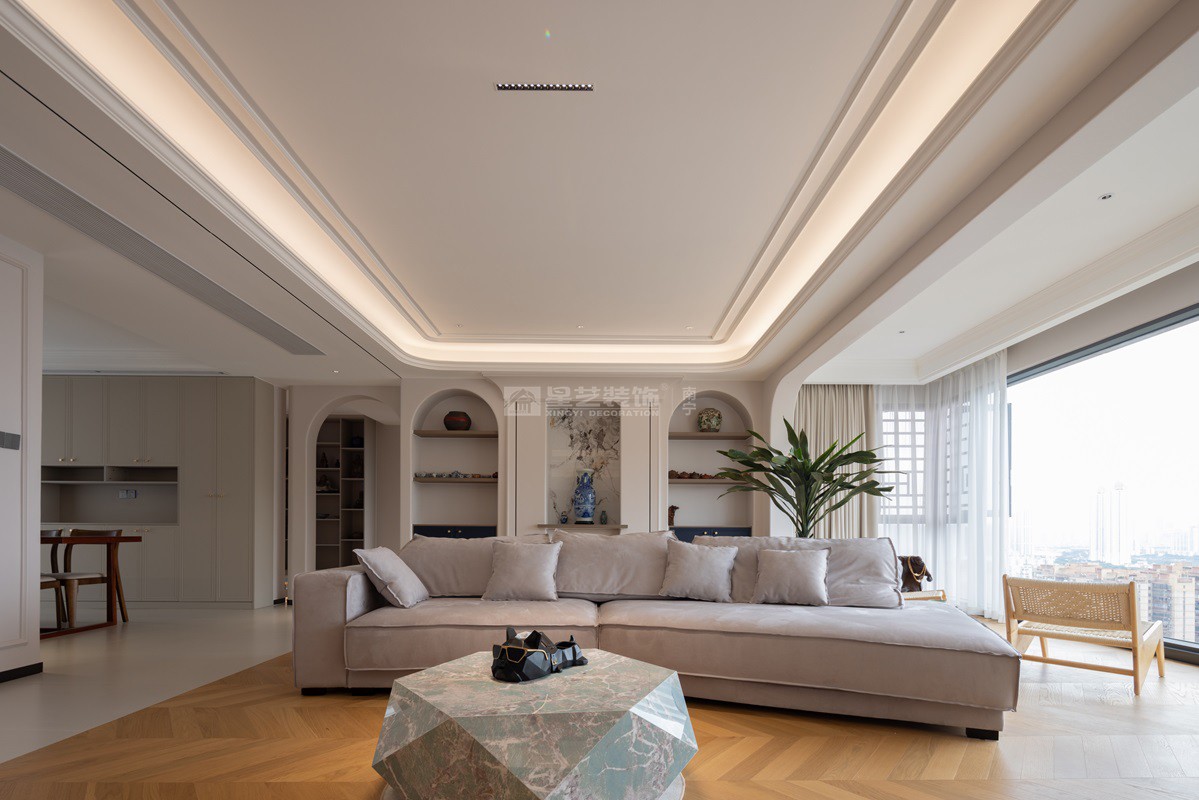 江山璟原270平現(xiàn)代奶油風(fēng)格客廳裝修實景