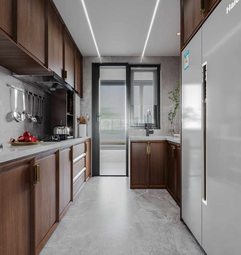 北投荷院120平新中式風格廚房裝修效果圖