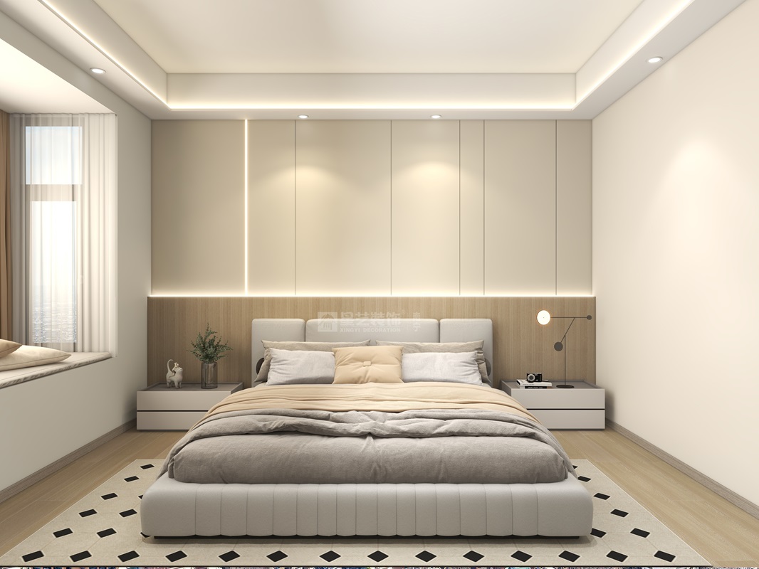 天悅臺(tái)130平現(xiàn)代奶油風(fēng)臥室裝修效果圖