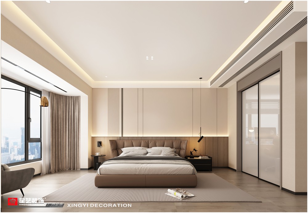 青山府210平現(xiàn)代簡(jiǎn)約主臥裝修效果