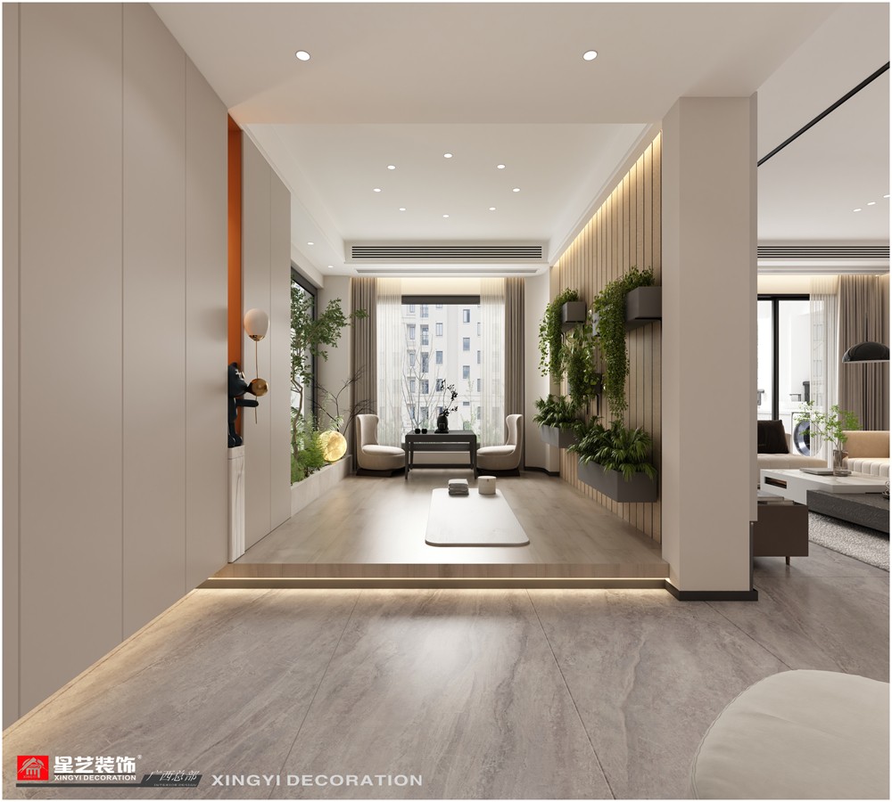 維也納花園125平現(xiàn)代入戶(hù)裝修效果