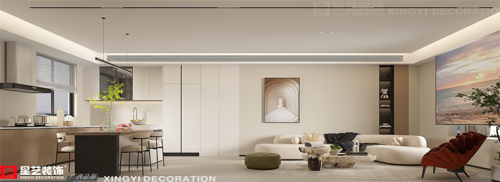 財富廣場150平現(xiàn)代簡約客廳裝修效果