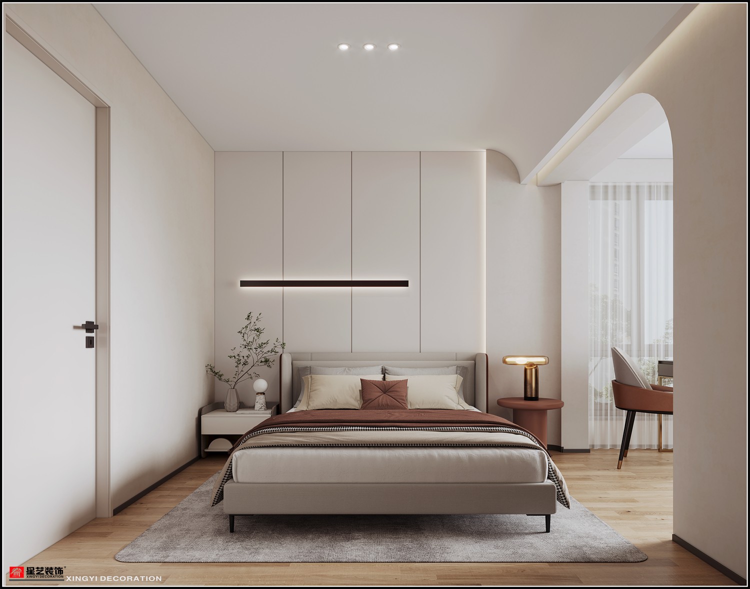 唐樾青山126平現(xiàn)代簡(jiǎn)約臥室裝修效果圖