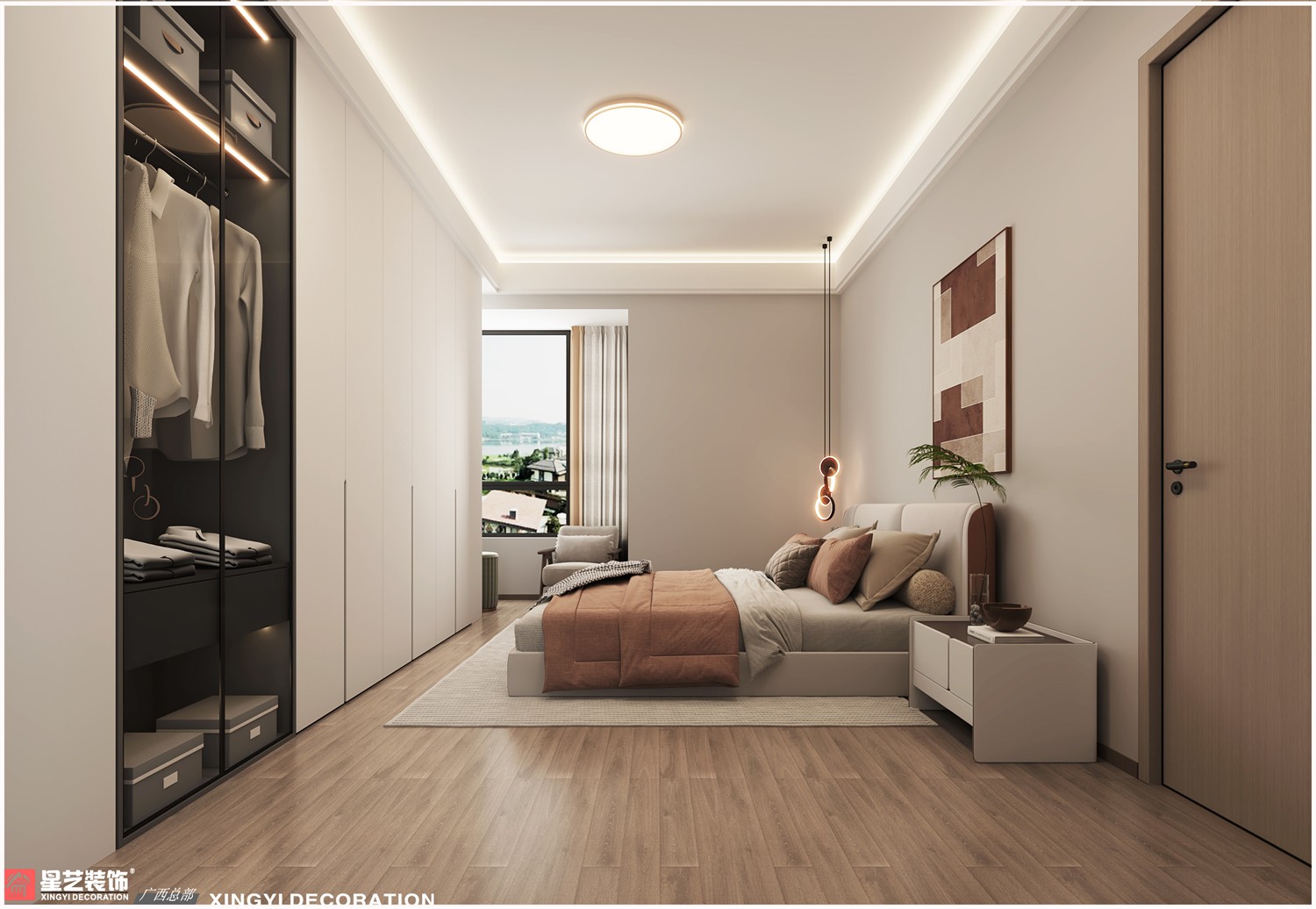 萬達(dá)茂御江國際134平現(xiàn)代 簡約臥室裝修效果圖