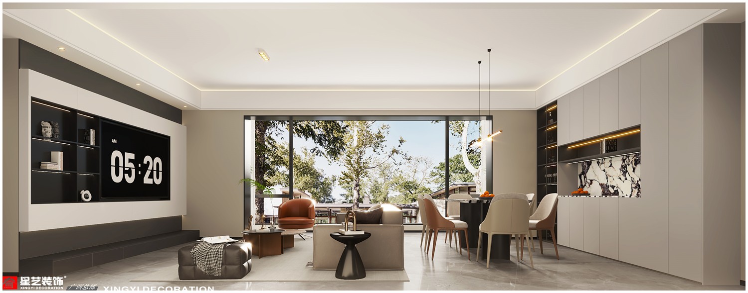 西園悅府140平現(xiàn)代簡約客廳裝修效果圖