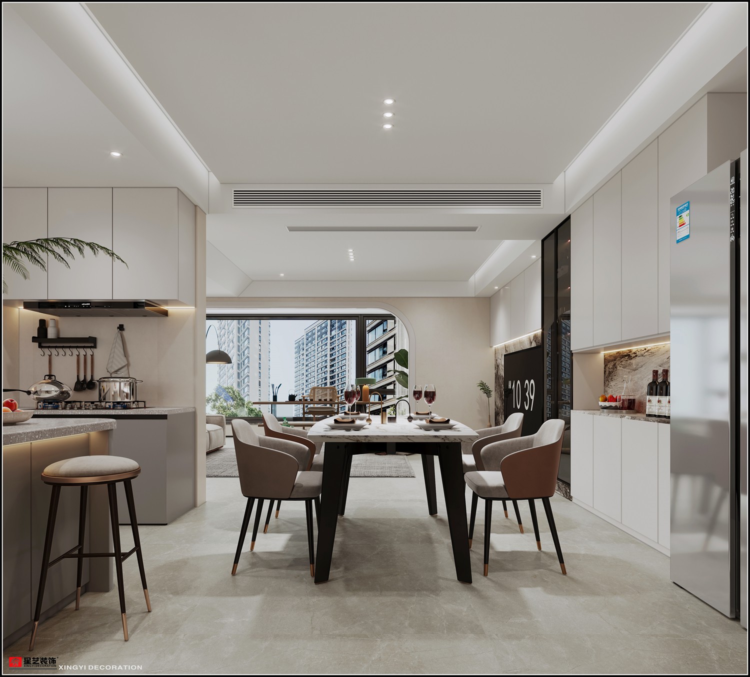 唐樾青山126平現(xiàn)代簡(jiǎn)約餐廳裝修效果圖