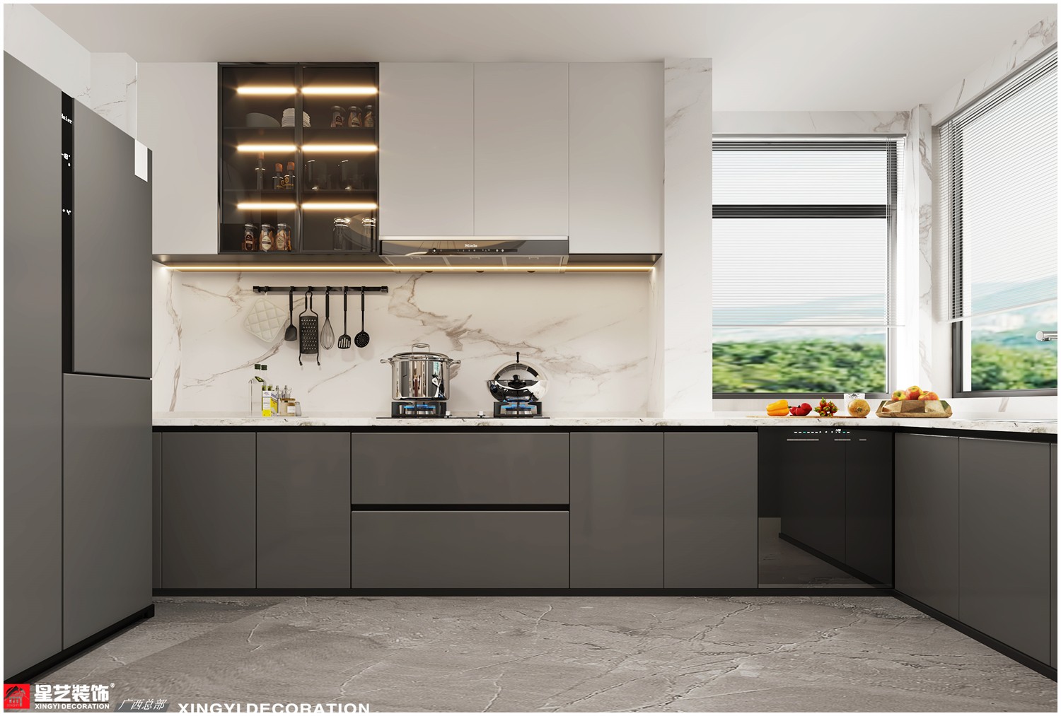 萬達(dá)茂御江國際134平現(xiàn)代 簡約廚房裝修效果圖