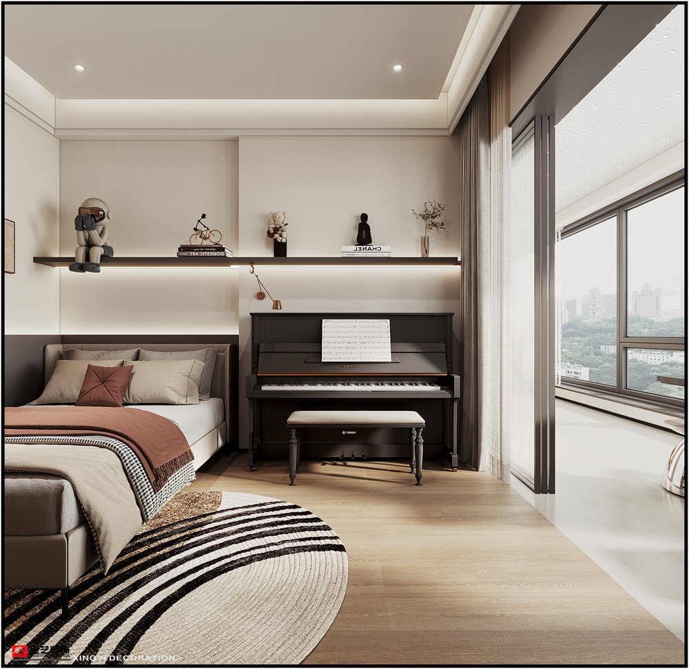 盛邦濱江府228平現(xiàn)代簡(jiǎn)約鋼琴房裝修效果圖